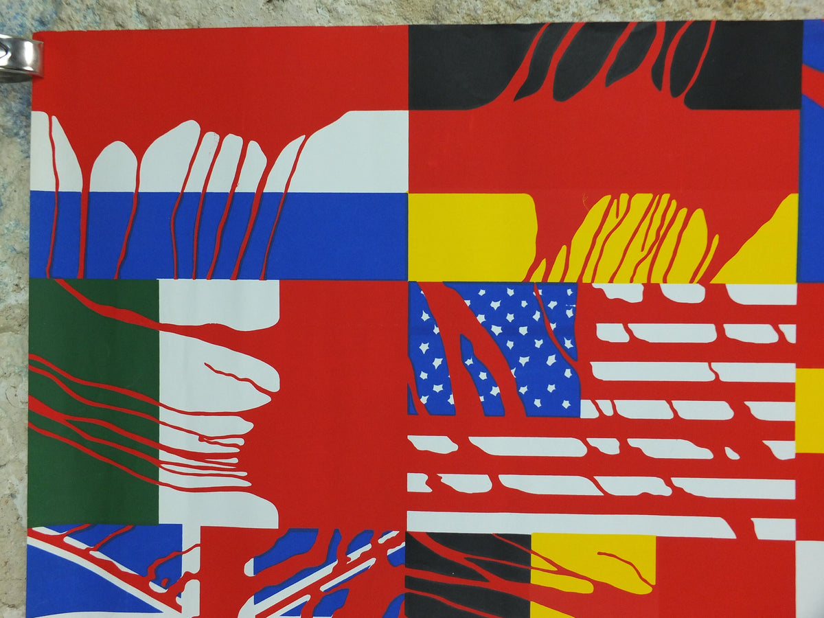 1970 Hymnen Poster, by Gérard Fromanger, experimental ballet and dance, blood soaked flags, protest wall art decor