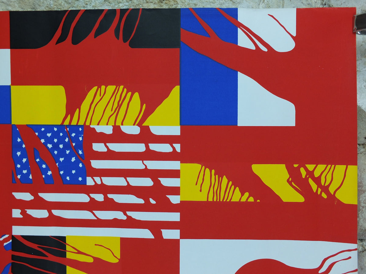 1970 Hymnen Poster, by Gérard Fromanger, experimental ballet and dance, blood soaked flags, protest wall art decor