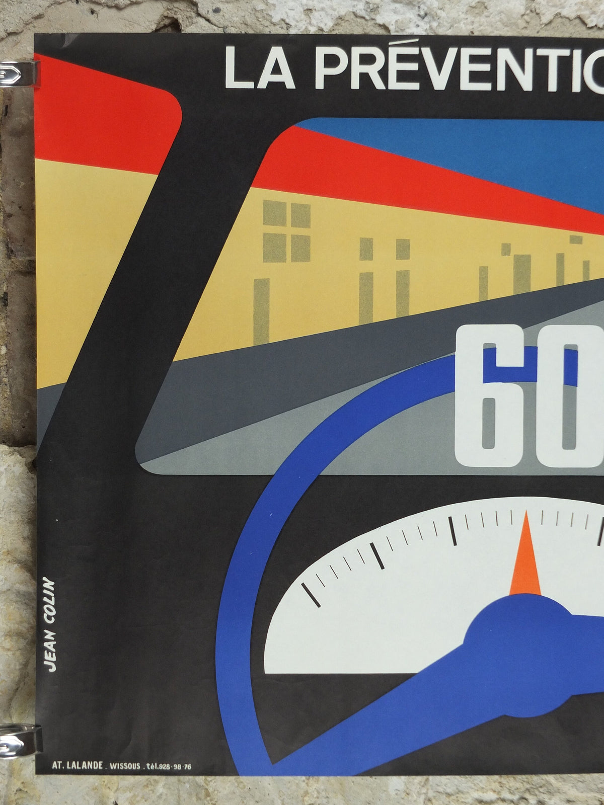 1960s French road safety poster, Speed limits and safety, by Jean Colin, industrial, speeding dangers, retro wall art decor
