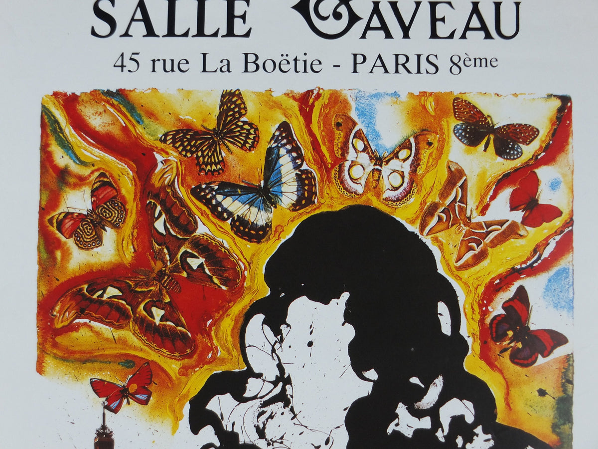 1989 Salvador Dali Poster, SNCF Paris Butterflies and Eiffel Tower from 1969, Cubism Dada Surrealism, wall art decor