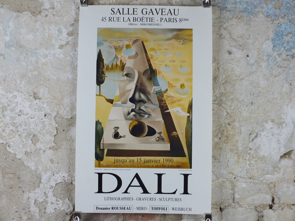 1990 Salvador Dali Poster, Apparition of the Face of Aphrodite of Cnidus from 1981, Neoclassic Cubism Dada Surrealism, wall art decor