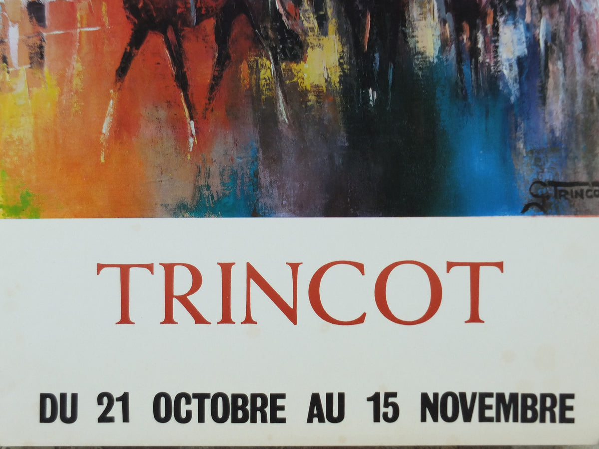 1969 Horse Racing Poster, race horses, Galerie des Champs Elysees, Paris, Georges Trincot, impressionism, gallery exhibition, wall art decor