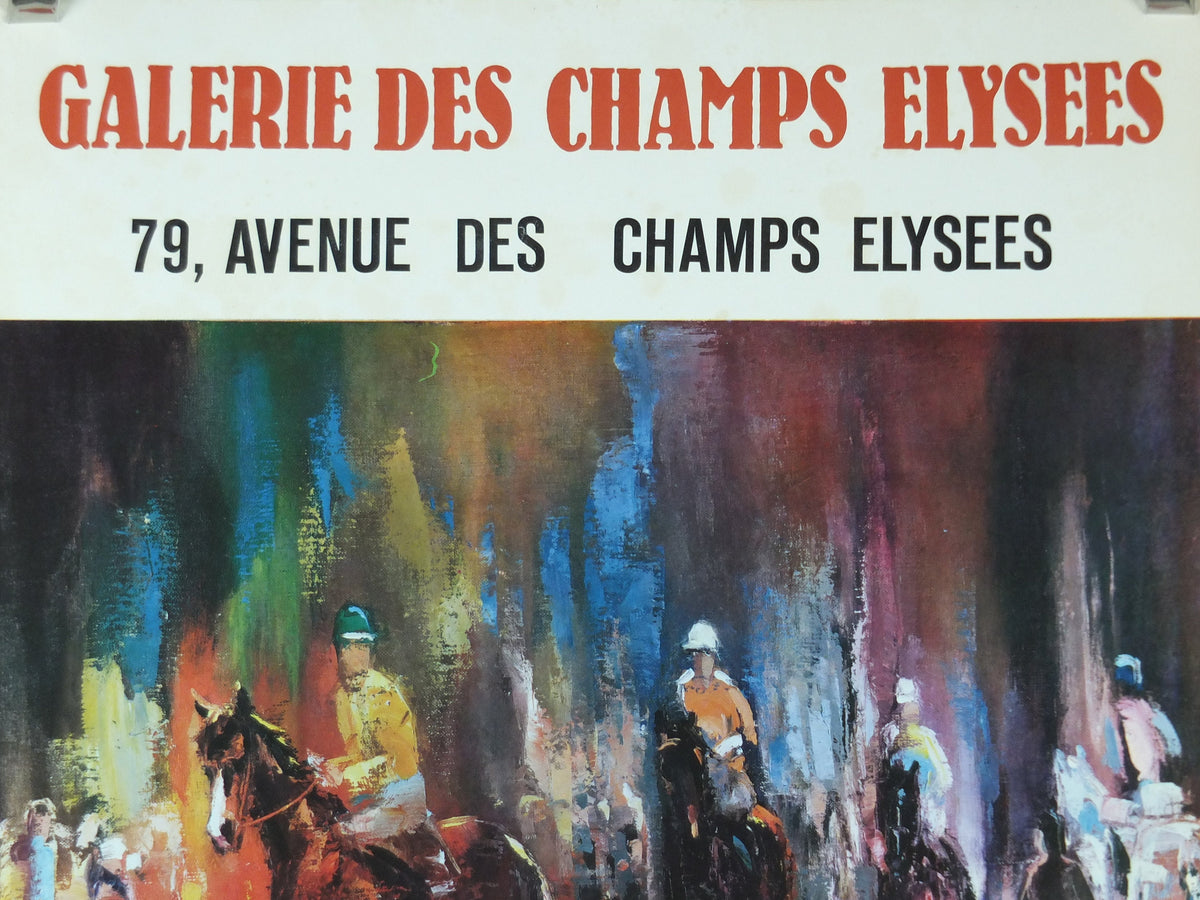 1969 Horse Racing Poster, race horses, Galerie des Champs Elysees, Paris, Georges Trincot, impressionism, gallery exhibition, wall art decor