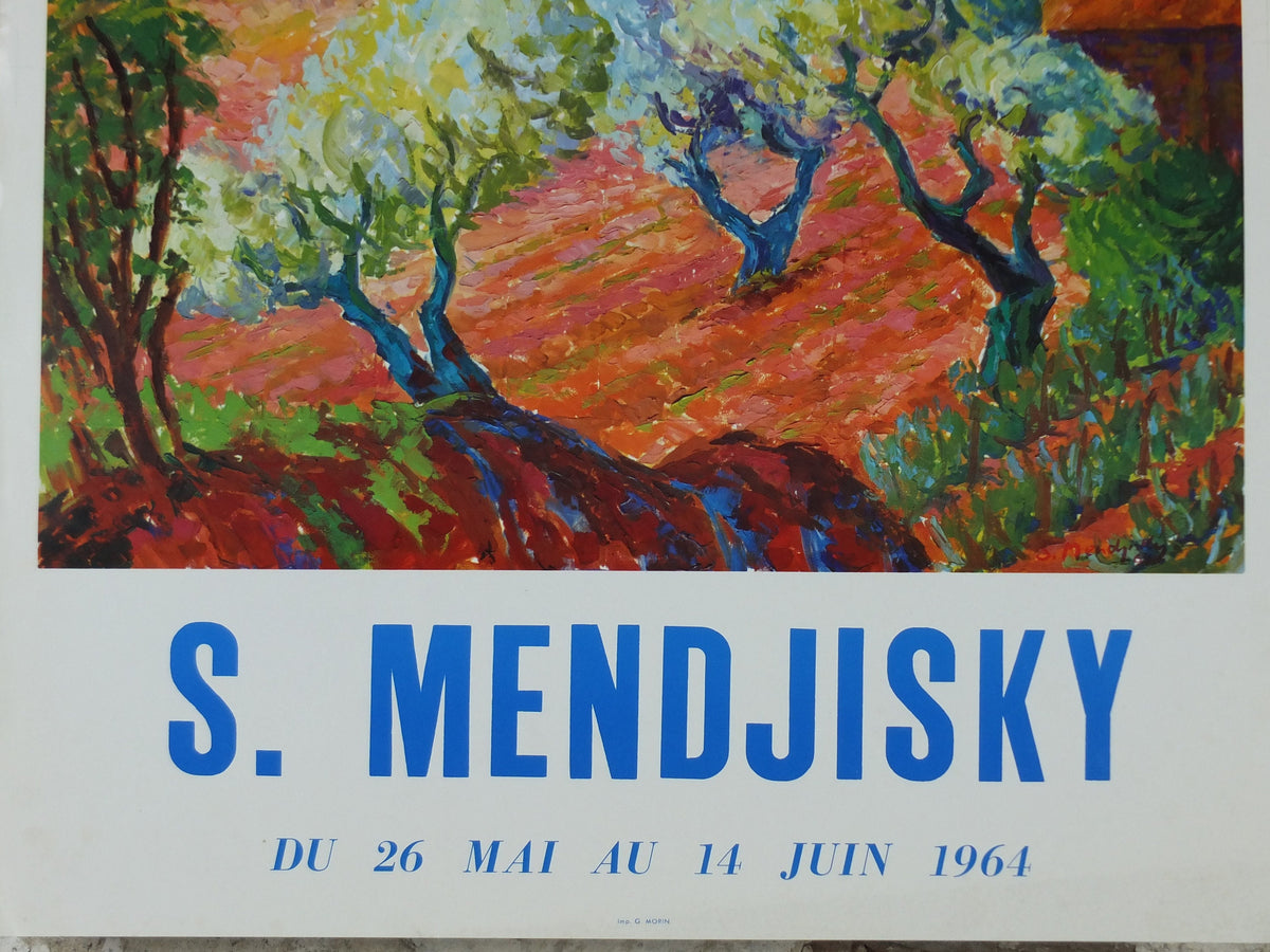 1964 Serge Mendjisky Poster, A rural country scene from the south of France, Impressionism, gallery exhibition, wall art decor