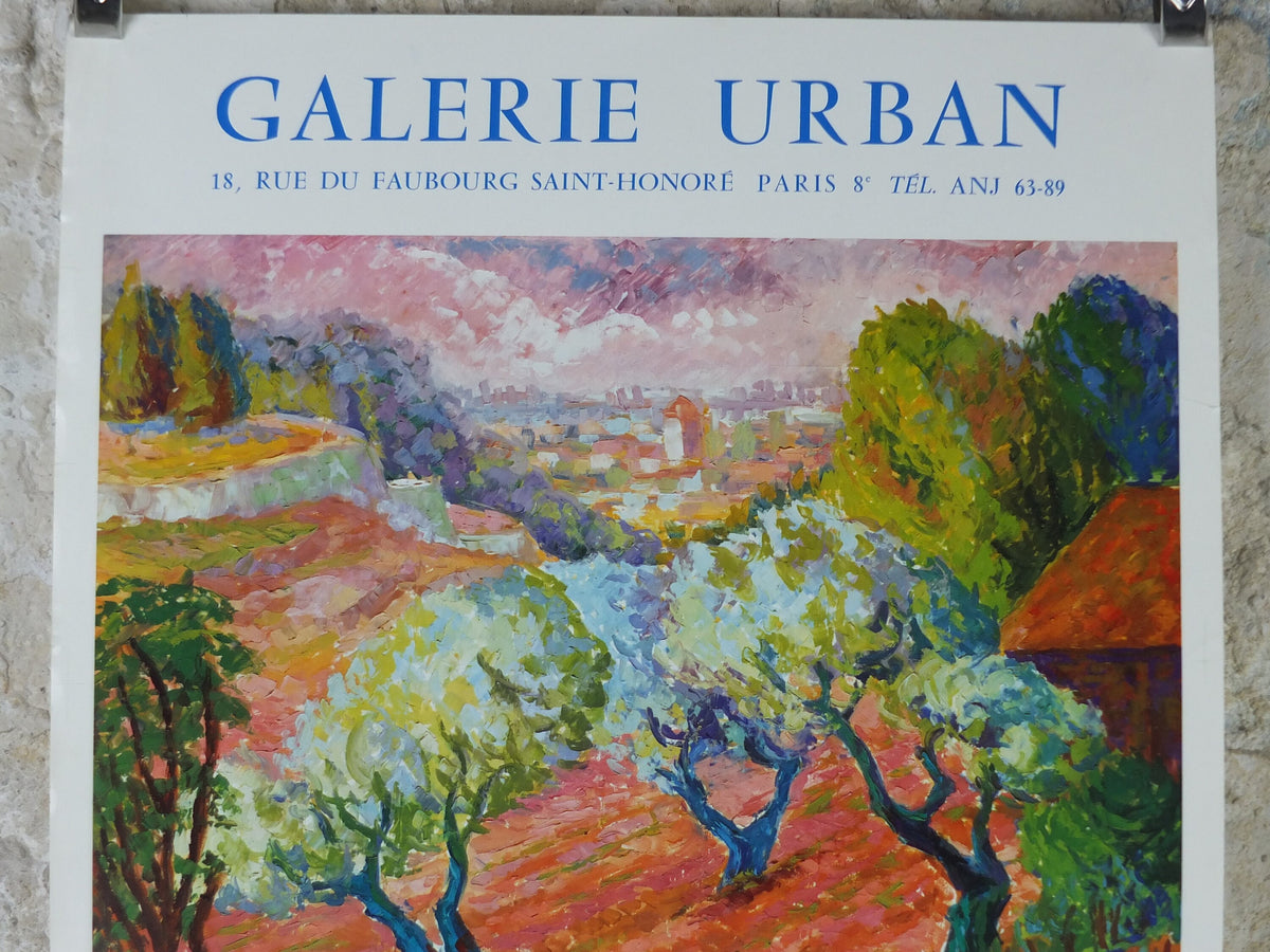 1964 Serge Mendjisky Poster, A rural country scene from the south of France, Impressionism, gallery exhibition, wall art decor