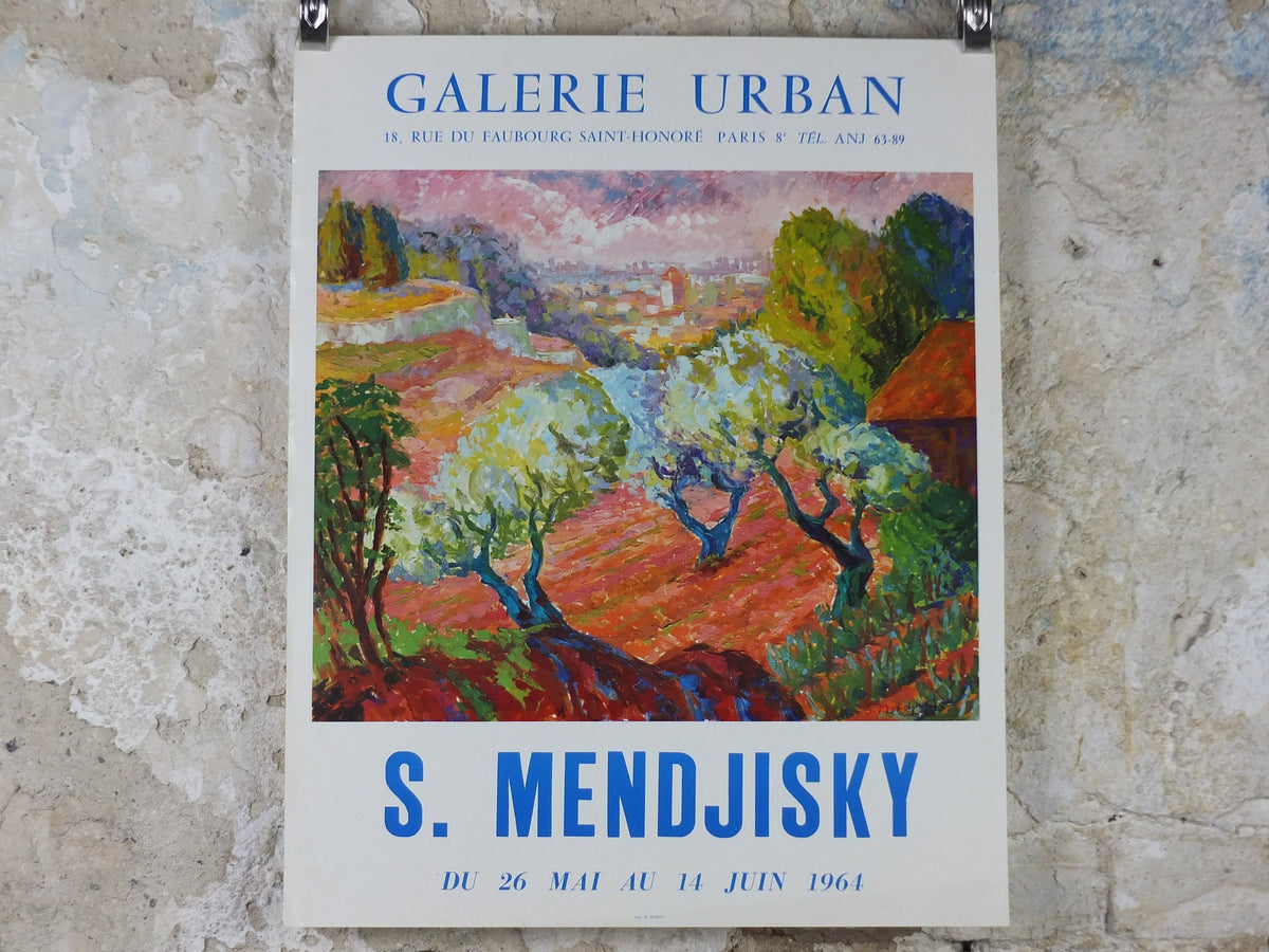 1964 Serge Mendjisky Poster, A rural country scene from the south of France, Impressionism, gallery exhibition, wall art decor