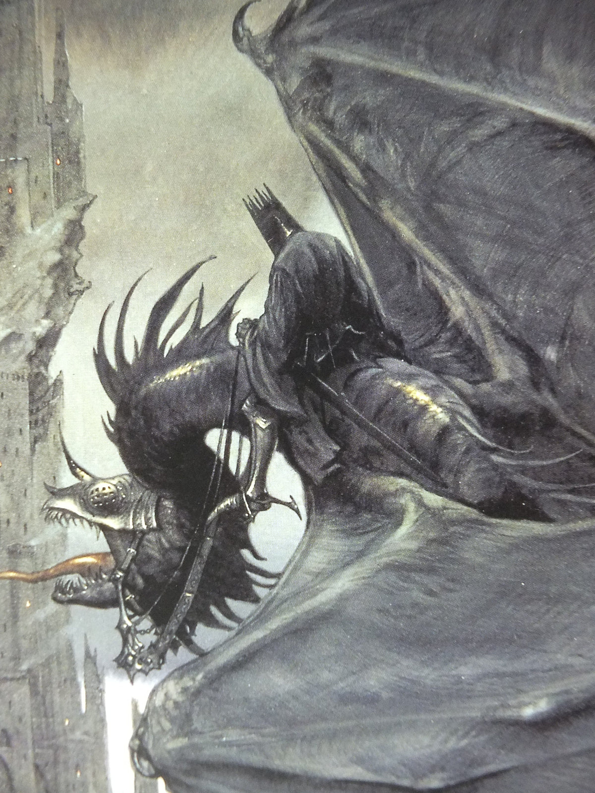 Hand Signed John Howe The Two Towers Poster, The Dark Tower and Nazgul, 1999 Tolkien, Middle Earth, Lord of the Rings, print wall art decor