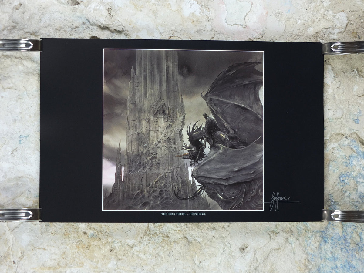 Hand Signed John Howe The Two Towers Poster, The Dark Tower and Nazgul, 1999 Tolkien, Middle Earth, Lord of the Rings, print wall art decor