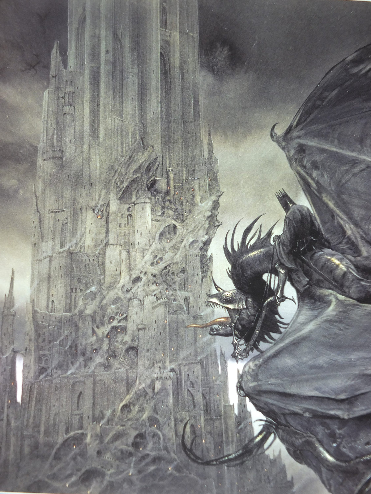 Hand Signed John Howe The Two Towers Poster, The Dark Tower and Nazgul, 1999 Tolkien, Middle Earth, Lord of the Rings, print wall art decor