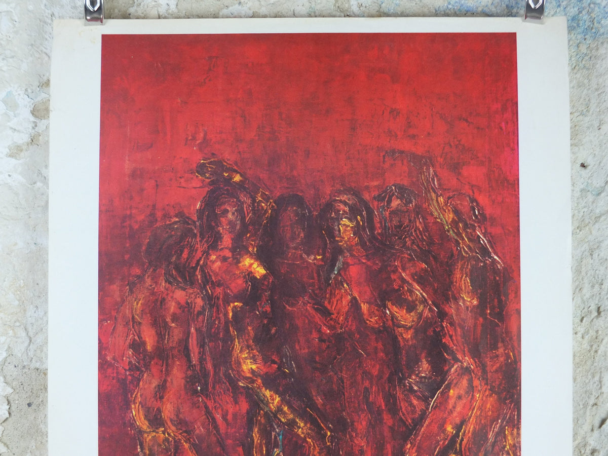 1967 Giulia Romero Poster, The Red Dancers, expresionism painting, beauty in the feminine form, artist gallery exhibition, wall art decor