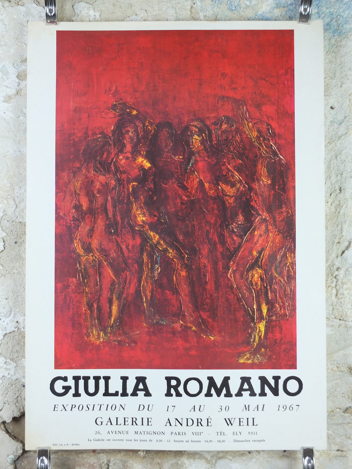 1967 Giulia Romero Poster, The Red Dancers, expresionism painting, beauty in the feminine form, artist gallery exhibition, wall art decor