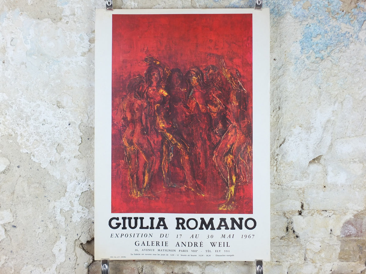 1967 Giulia Romero Poster, The Red Dancers, expresionism painting, beauty in the feminine form, artist gallery exhibition, wall art decor