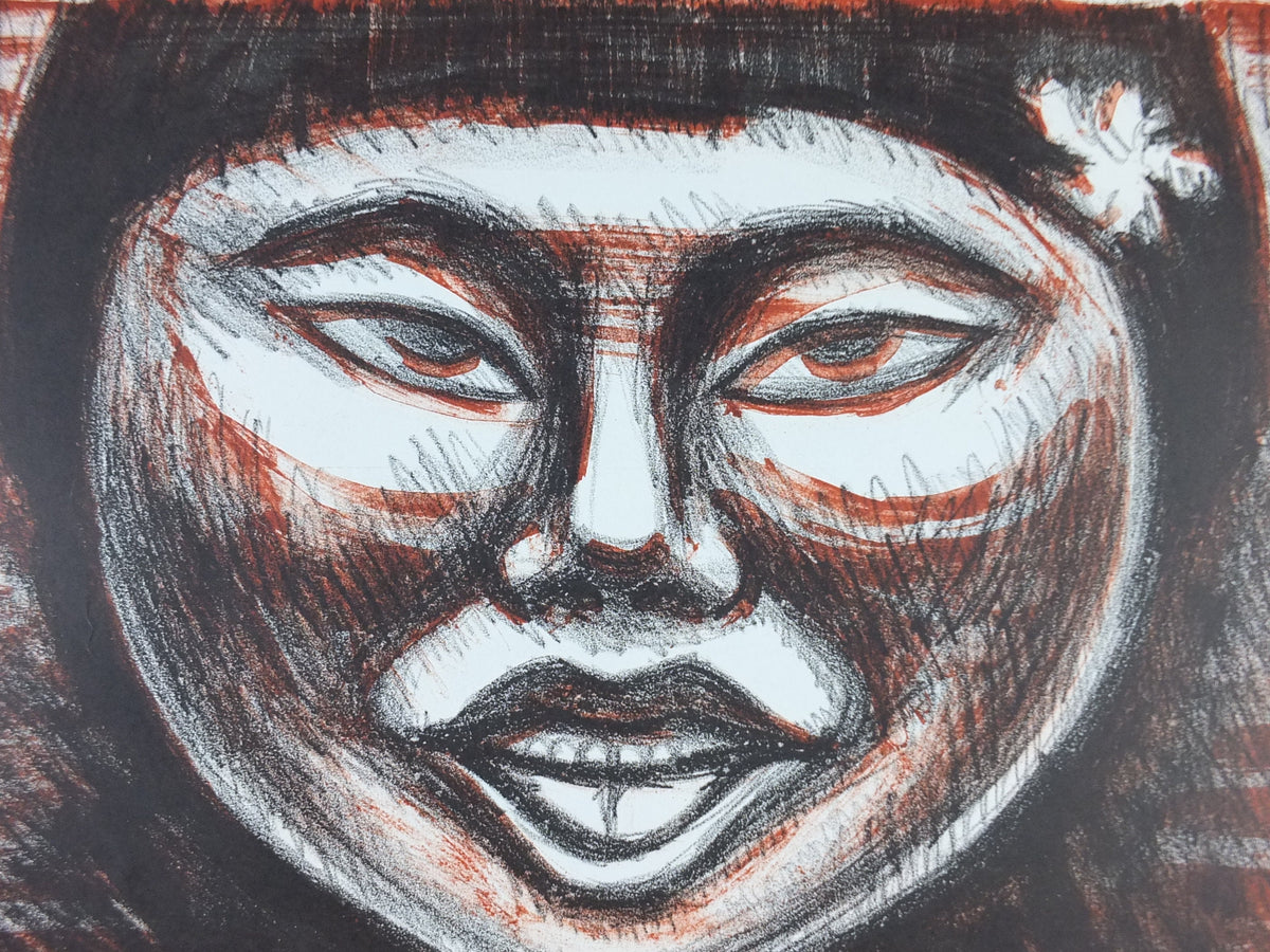 1965 Raul Anguiano Poster, painting of a Mexican woman, Mexican Muralist, wall art decor