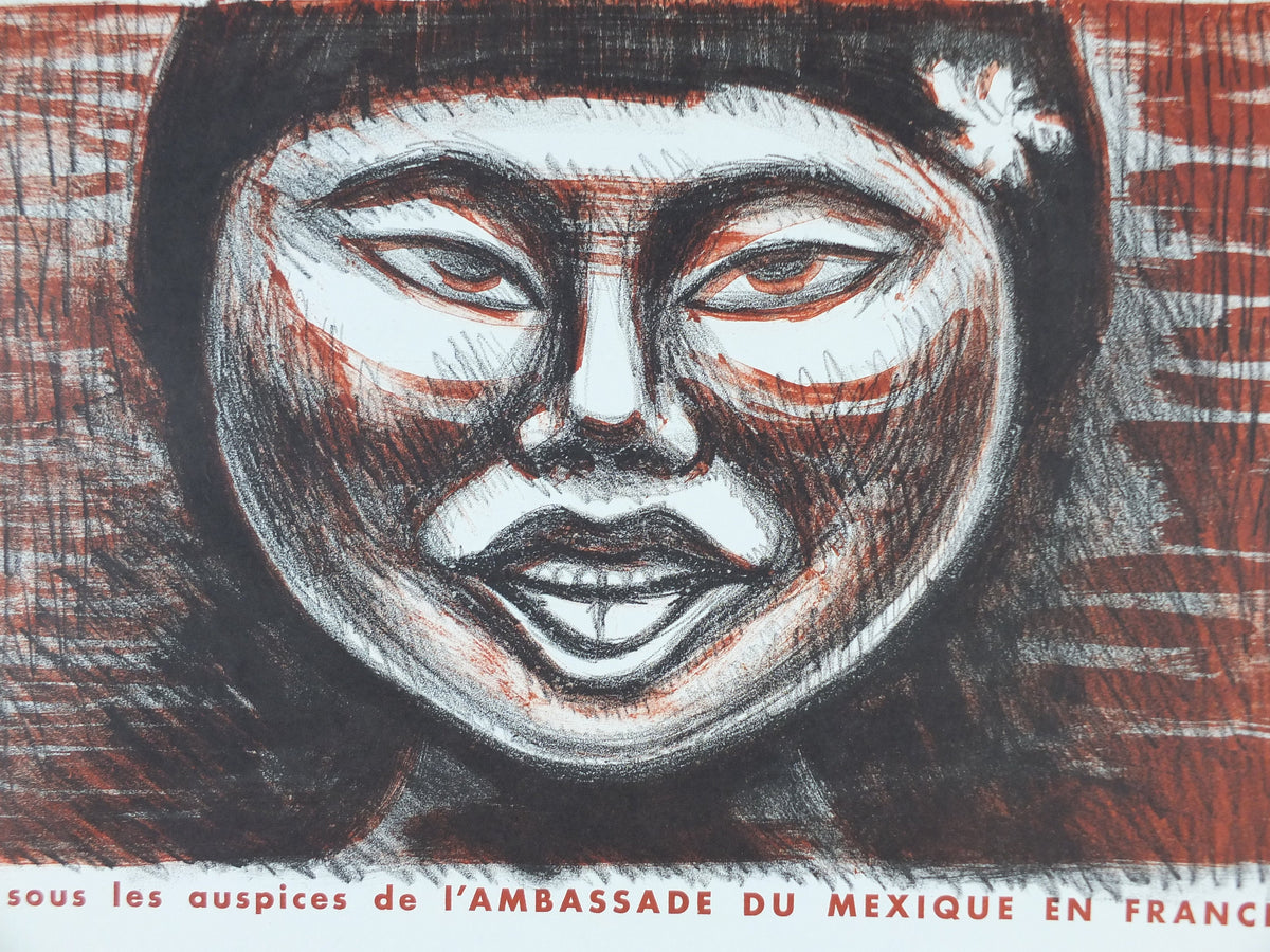 1965 Raul Anguiano Poster, painting of a Mexican woman, Mexican Muralist, wall art decor