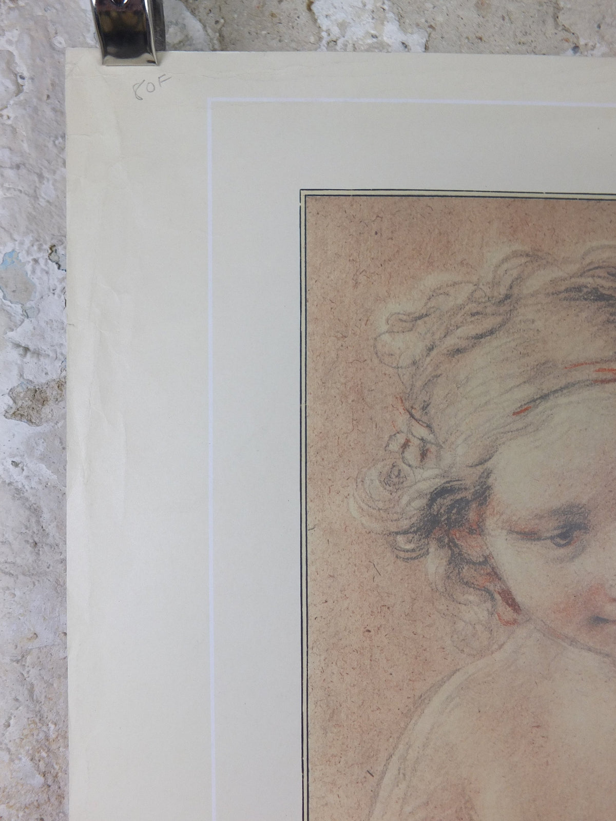 1970 François Boucher Poster, drawing of a young woman in Rococo style, Musee de Louvre, gallery exhibition wall art decor