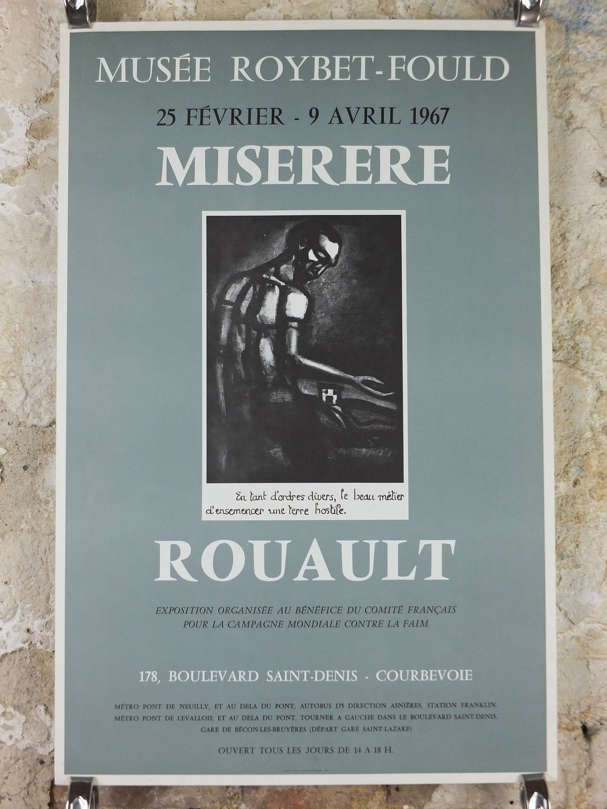 1967 Georges Rouault Poster, "Miserere" Expressionism Fauvism gallery exhibition, wall art decor