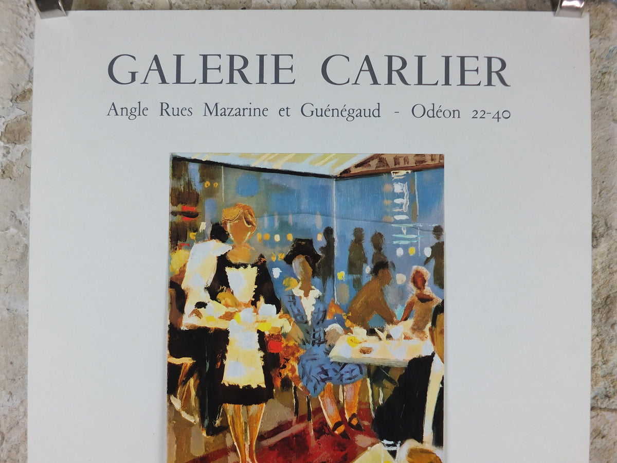1964 Pierre Lelong Poster, bright painting of a waitress in a French cafe or brasserie, French Paris, wall art decor