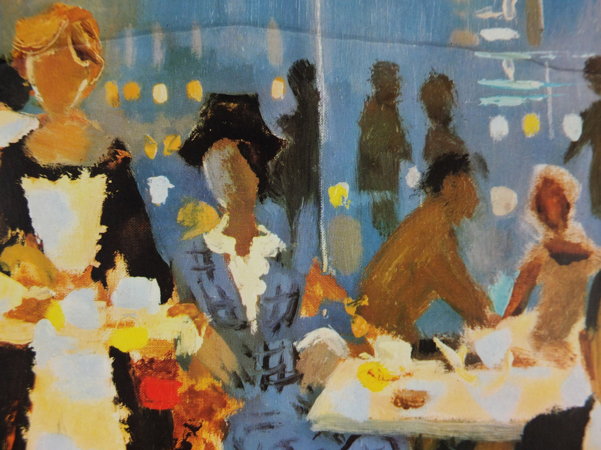 1964 Pierre Lelong Poster, bright painting of a waitress in a French cafe or brasserie, French Paris, wall art decor