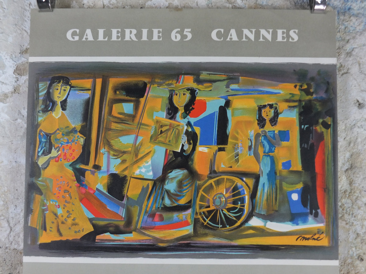1960 Hector Molne Poster, A bright and colourful shopping street scene from the streets of Havana, gallery exhibition, wall art decor