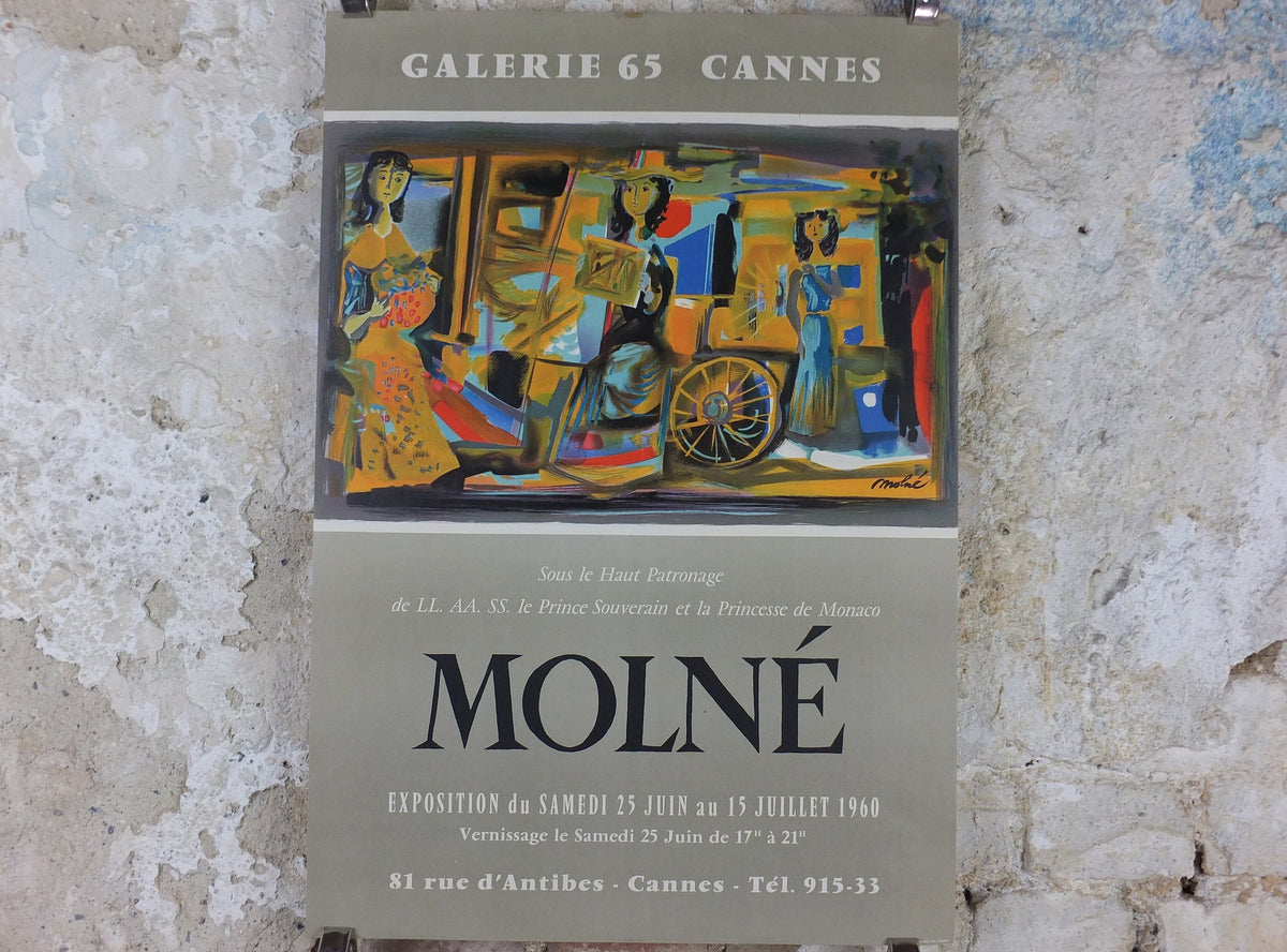 1960 Hector Molne Poster, A bright and colourful shopping street scene from the streets of Havana, gallery exhibition, wall art decor