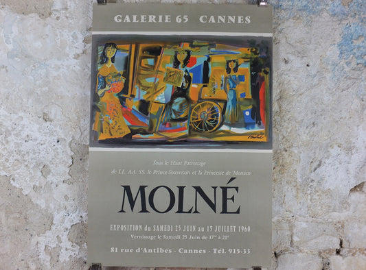 1960 Hector Molne Poster, A bright and colourful shopping street scene from the streets of Havana, gallery exhibition, wall art decor