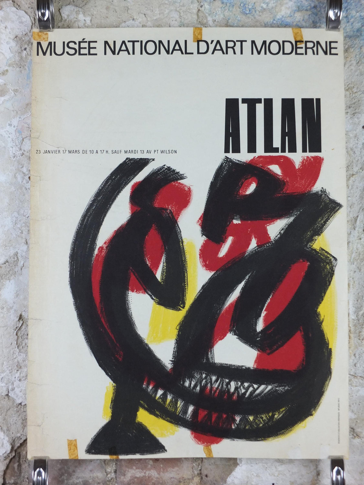 1963 Jean Michel Atlan Poster, Abstract Composition, Cobra Group, avant-garde movement artist gallery exhibition, wall art decor