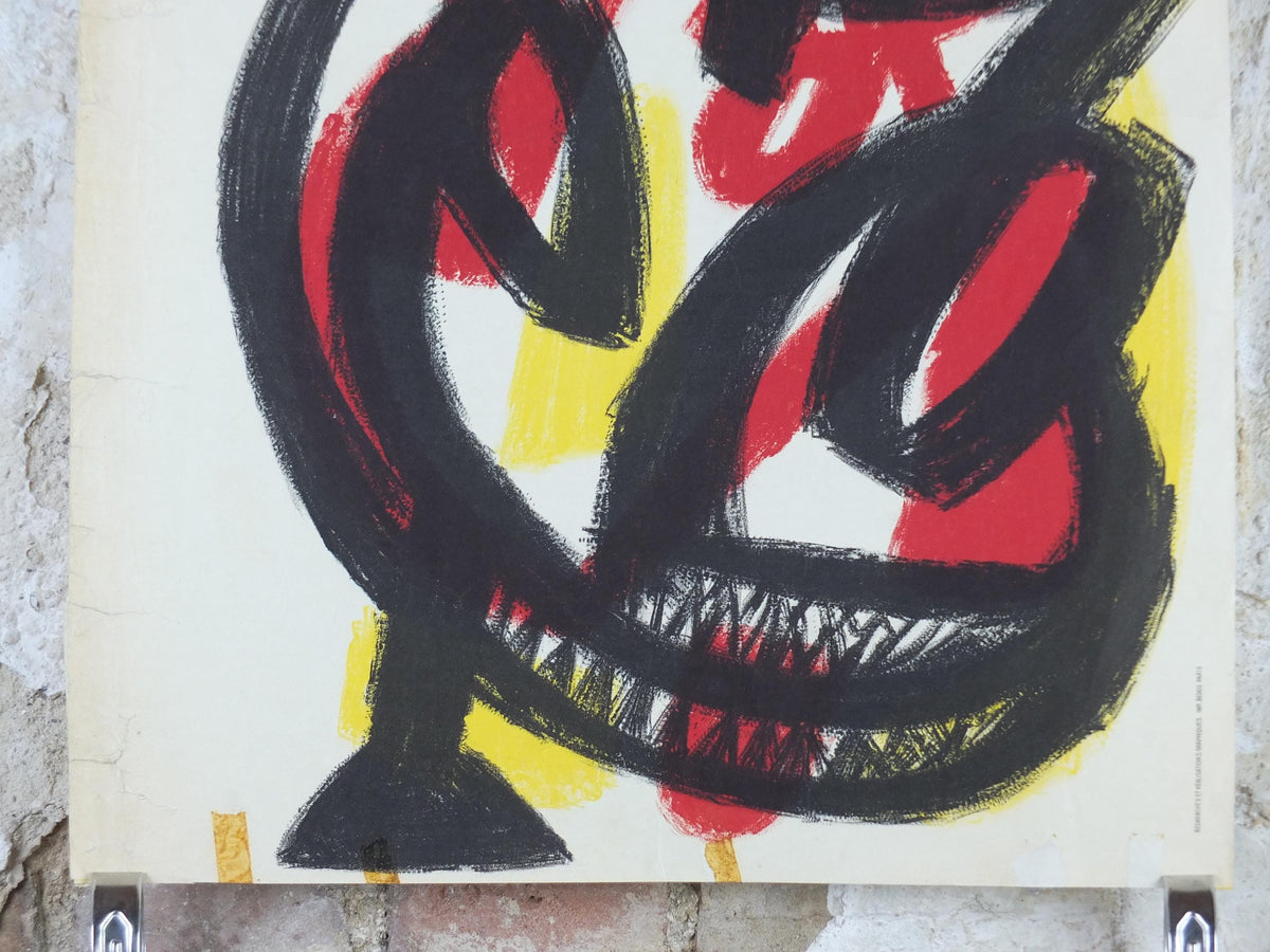 1963 Jean Michel Atlan Poster, Abstract Composition, Cobra Group, avant-garde movement artist gallery exhibition, wall art decor