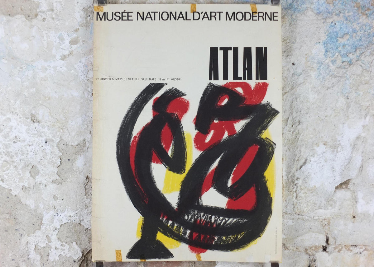 1963 Jean Michel Atlan Poster, Abstract Composition, Cobra Group, avant-garde movement artist gallery exhibition, wall art decor