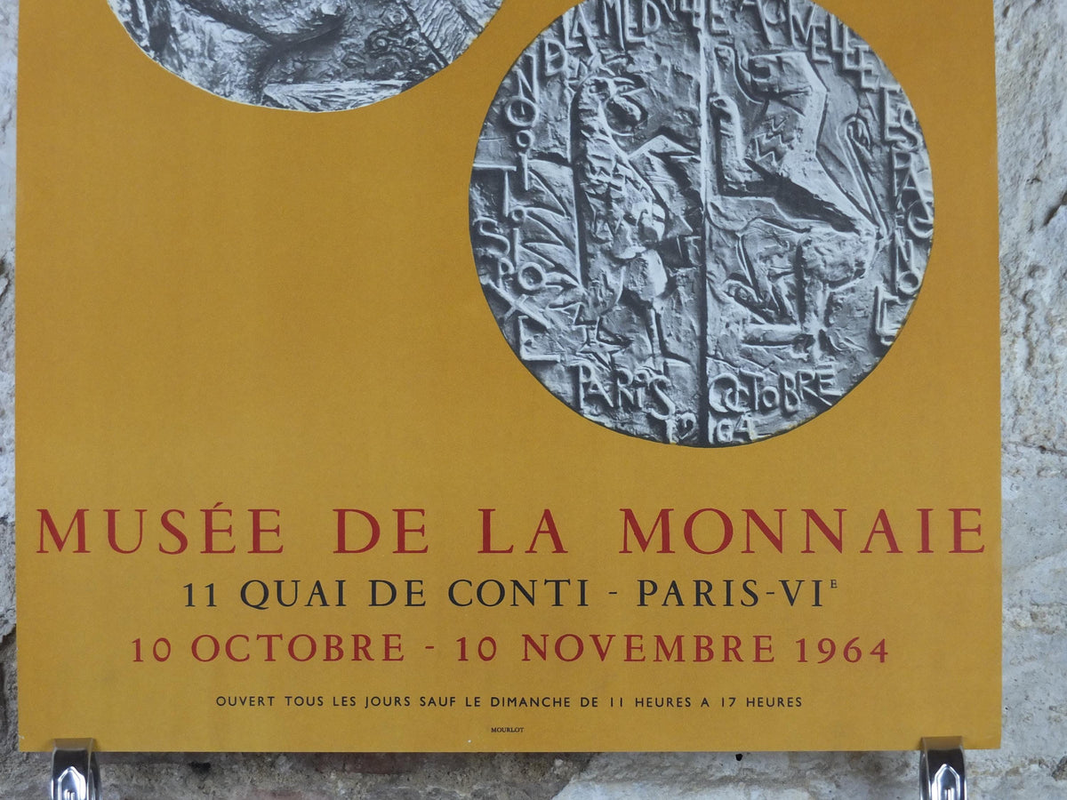 1964 Museum of Money Poster, French Musée de la Monnaie, la Médaille Espagnole Actuelle, coins, artist gallery exhibition wall art decor