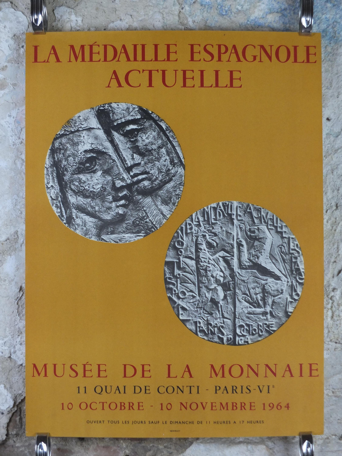 1964 Museum of Money Poster, French Musée de la Monnaie, la Médaille Espagnole Actuelle, coins, artist gallery exhibition wall art decor