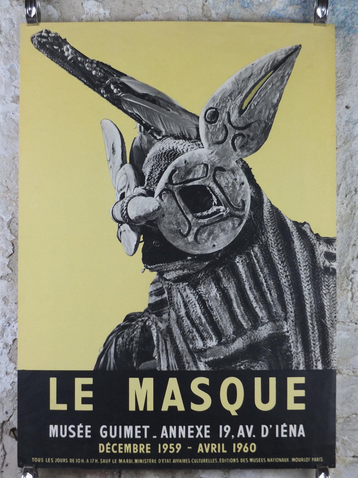 1959 Masquerade Mask Poster, Le Masque, Musee Guimet, surrealism, photography gallery exhibition, wall art decor