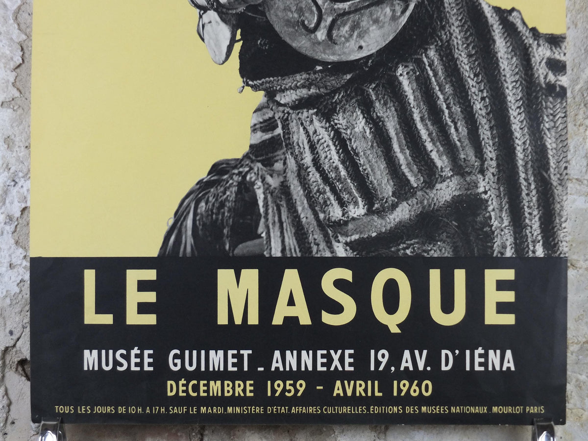 1959 Masquerade Mask Poster, Le Masque, Musee Guimet, surrealism, photography gallery exhibition, wall art decor