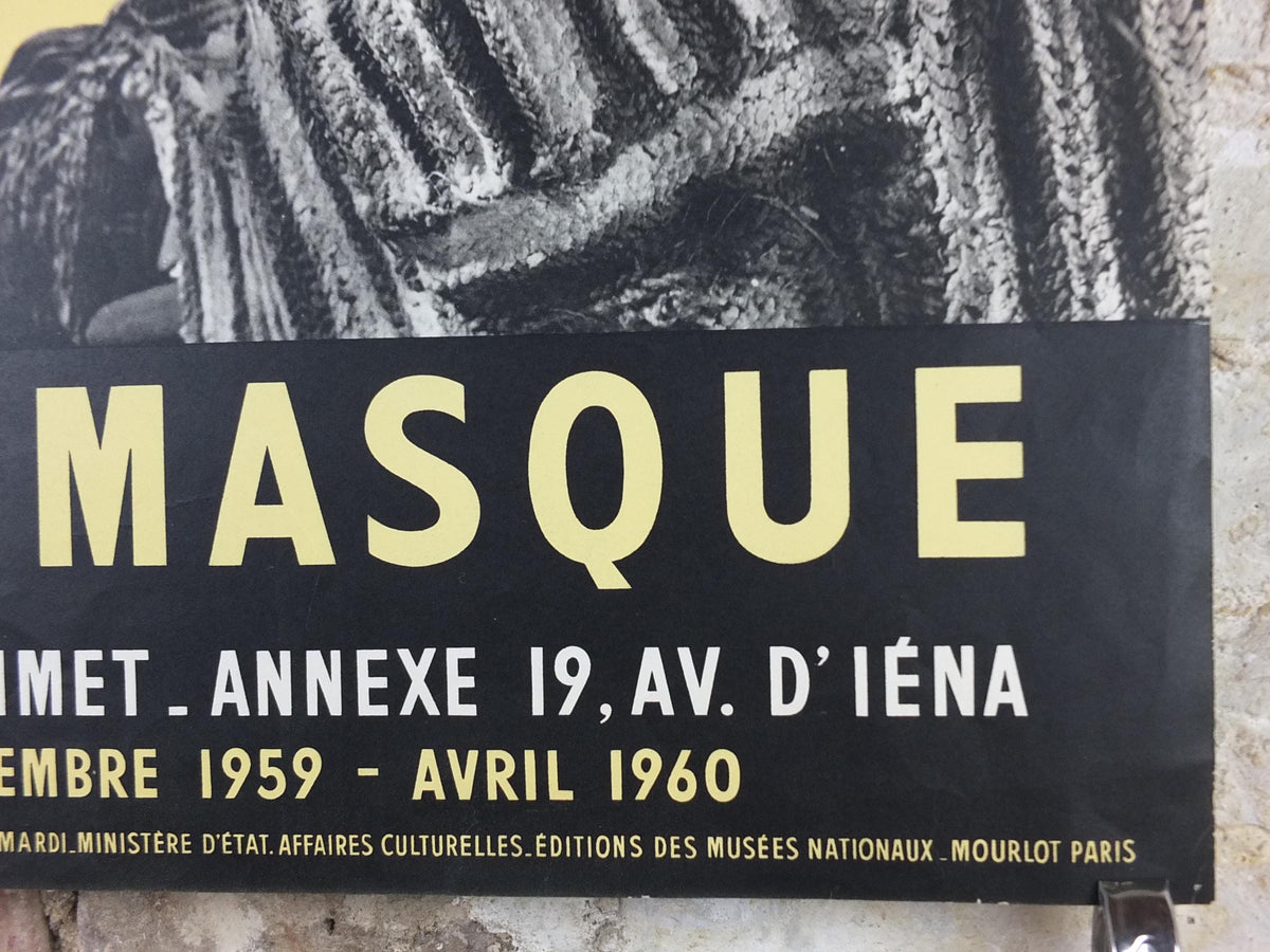 1959 Masquerade Mask Poster, Le Masque, Musee Guimet, surrealism, photography gallery exhibition, wall art decor