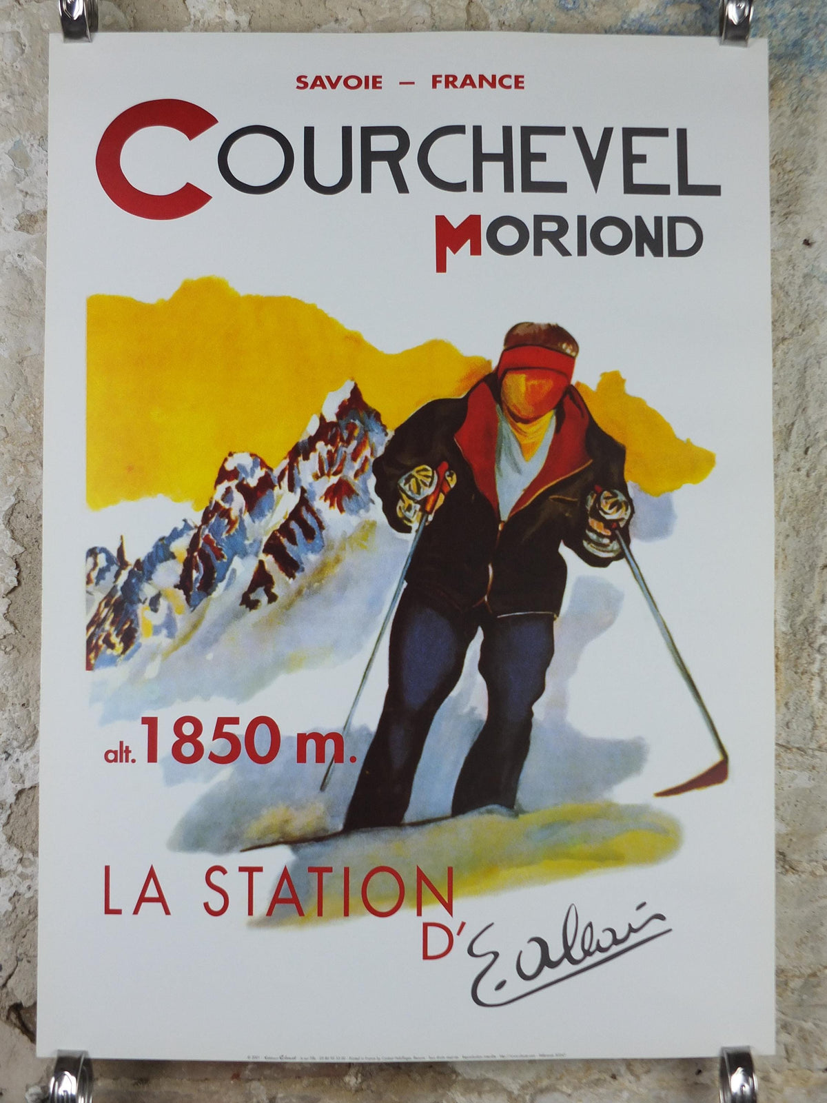 2001 Courchevel Moriond Poster, Skiing in Savoie France, by E Allain, travel advertising print wall art decor