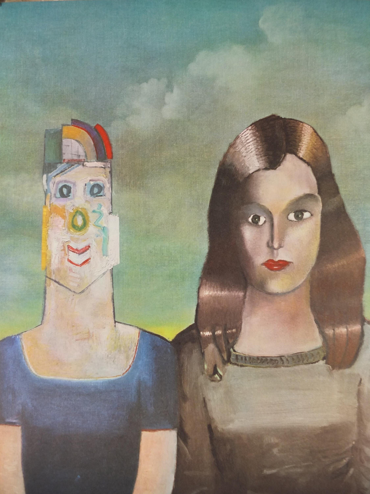 1971 Saul Steinberg Poster, The Couple 1971, American conceptual artist, Galerie Maeght Paris, gallery exhibition wall art decor