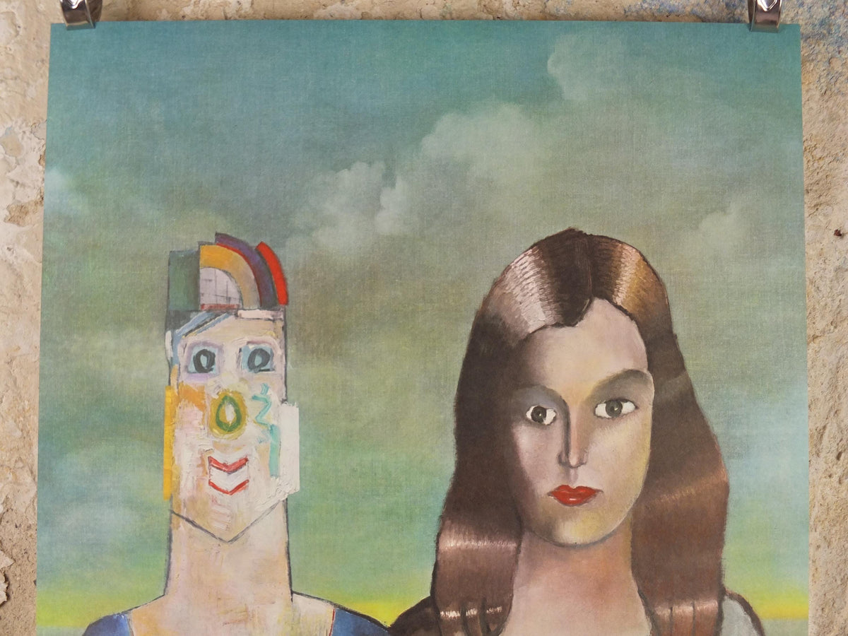 1971 Saul Steinberg Poster, The Couple 1971, American conceptual artist, Galerie Maeght Paris, gallery exhibition wall art decor