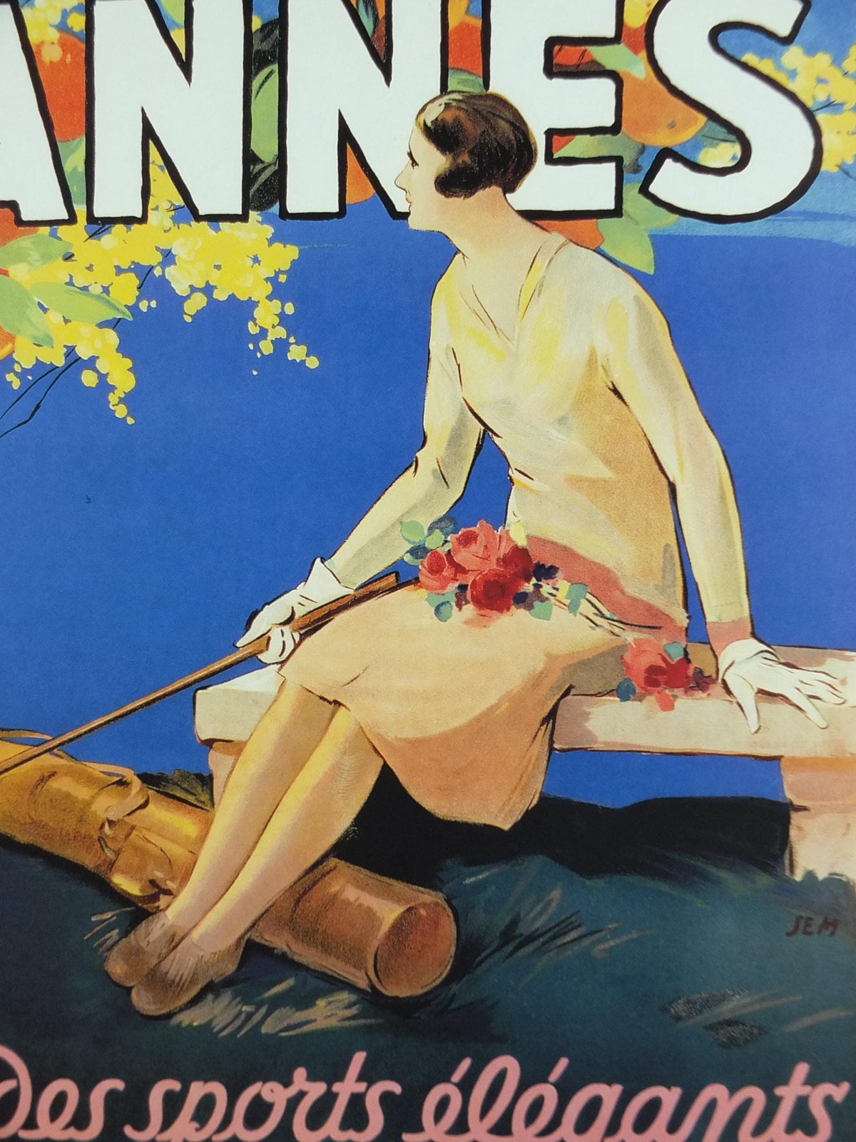 2002 Cannes Poster, The City of Elegant Sports, La Ville des sports elegants, by SEM, travel advertising print wall art decor