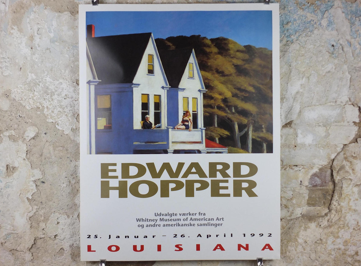 1992 Edward Hopper Poster, Second Story Sunlight 1960, Louisiana, Copenhagen, Realism, gallery exhibition, wall art decor