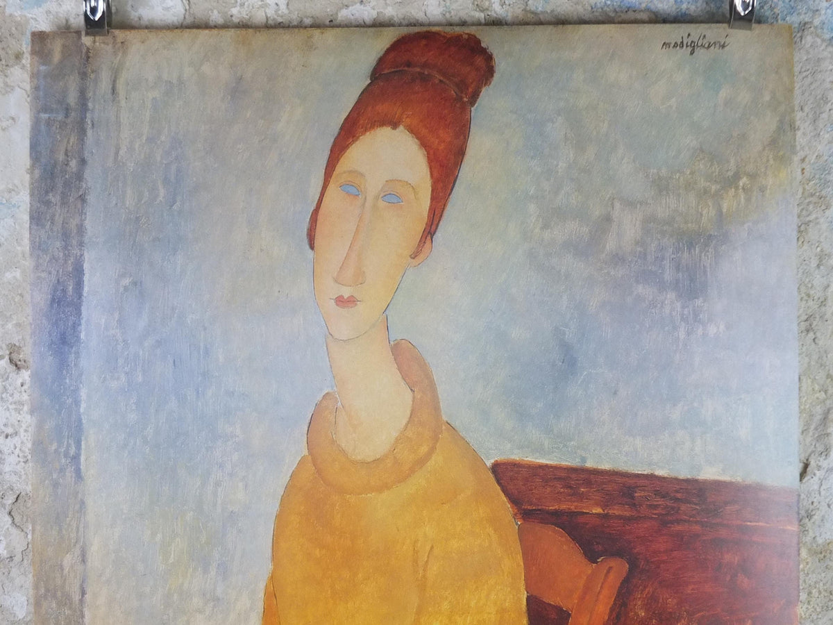 1992 Amedeo Modigliani Poster, Le Sweater Jaune 1918 1919, Guggenheim, Surrealism, Expressionism, artist gallery exhibition, wall art decor