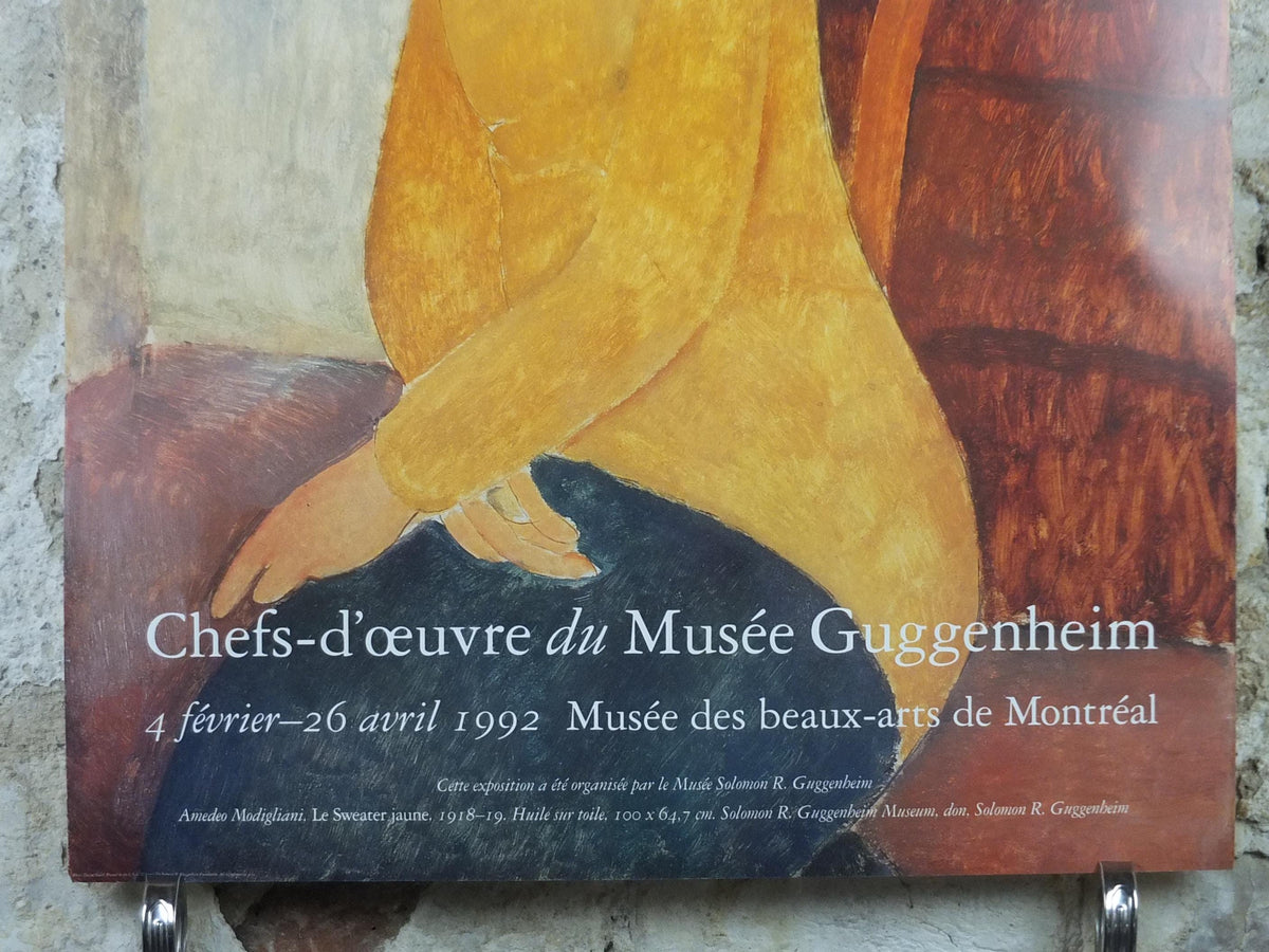 1992 Amedeo Modigliani Poster, Le Sweater Jaune 1918 1919, Guggenheim, Surrealism, Expressionism, artist gallery exhibition, wall art decor