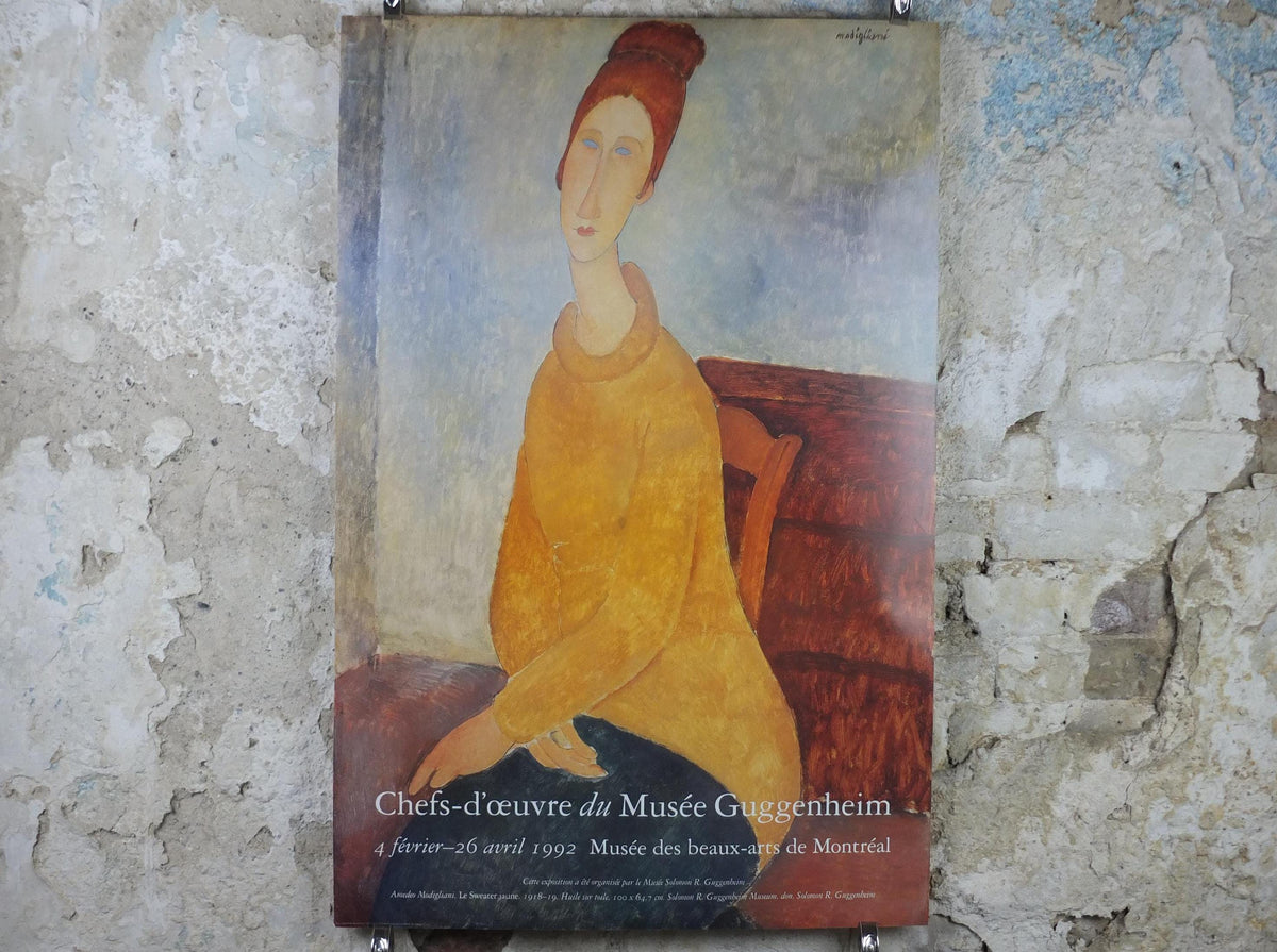 1992 Amedeo Modigliani Poster, Le Sweater Jaune 1918 1919, Guggenheim, Surrealism, Expressionism, artist gallery exhibition, wall art decor