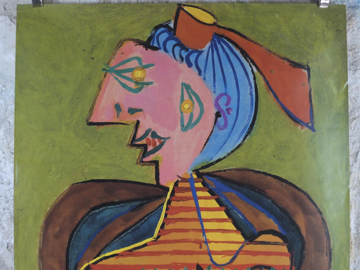 2004 Pablo Picasso Poster, Woman with hair like Aries on a green background 1937, Arken, Denmark, artist gallery exhibition, wall art decor