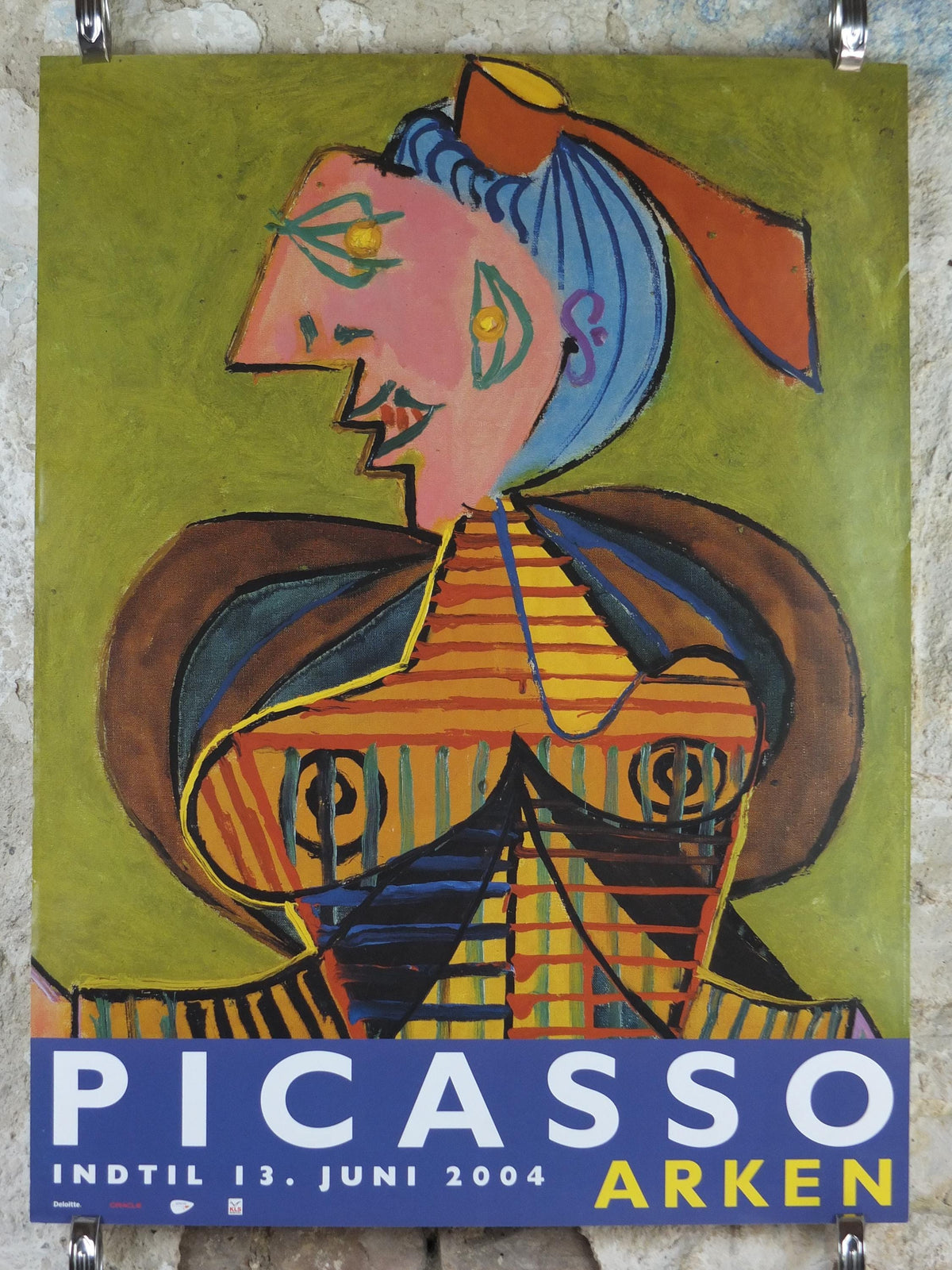 2004 Pablo Picasso Poster, Woman with hair like Aries on a green background 1937, Arken, Denmark, artist gallery exhibition, wall art decor
