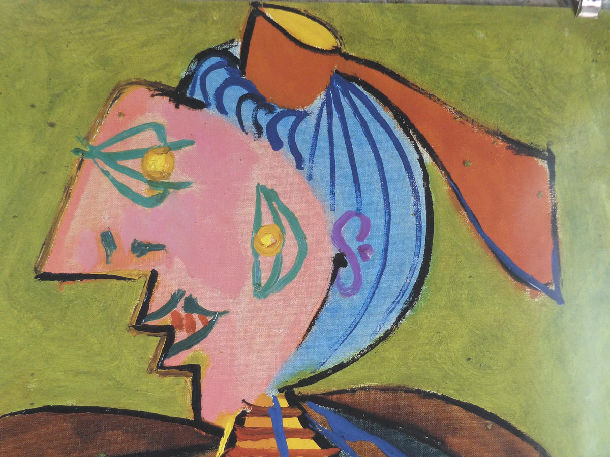 2004 Pablo Picasso Poster, Woman with hair like Aries on a green background 1937, Arken, Denmark, artist gallery exhibition, wall art decor