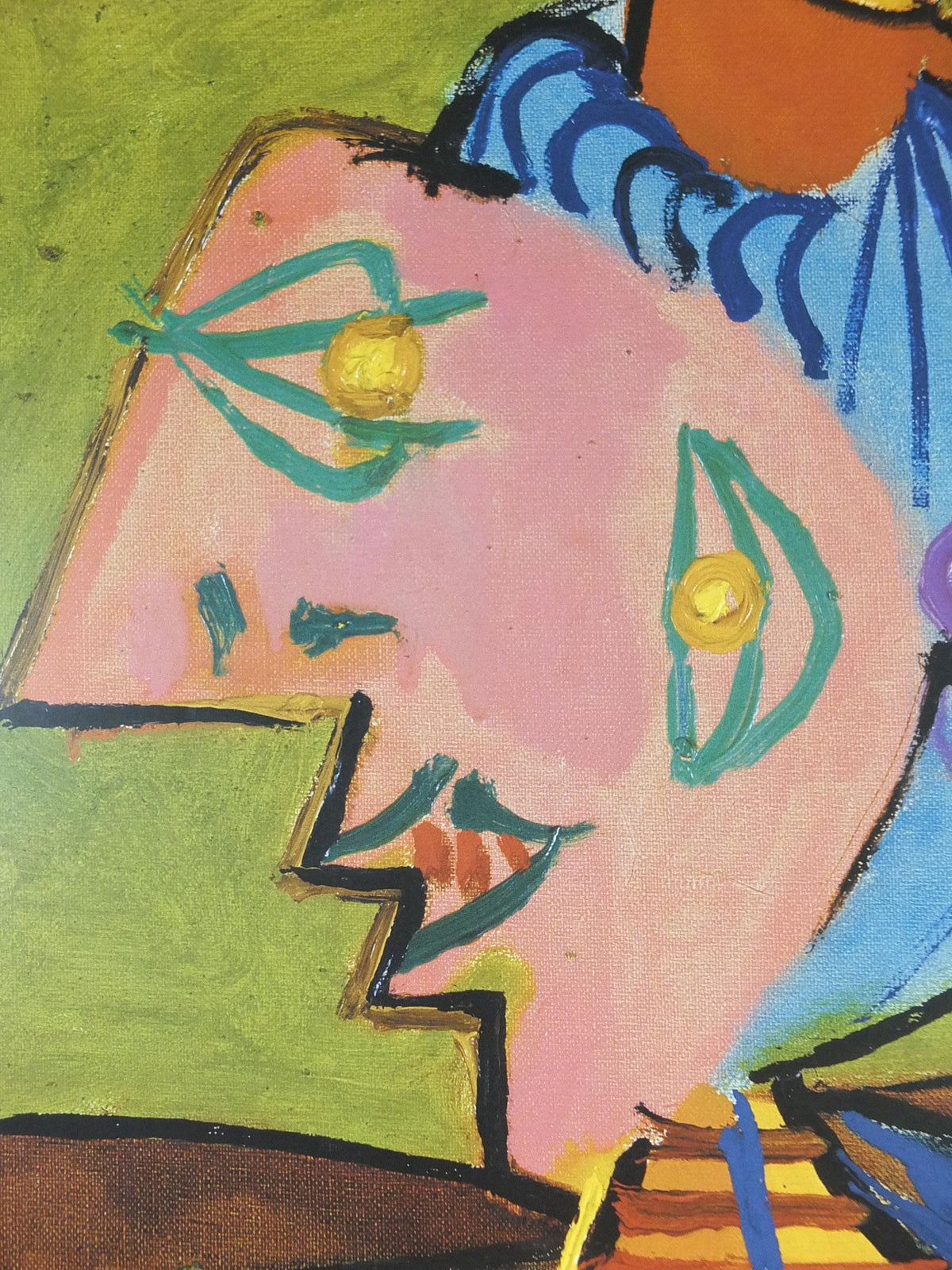 2004 Pablo Picasso Poster, Woman with hair like Aries on a green background 1937, Arken, Denmark, artist gallery exhibition, wall art decor
