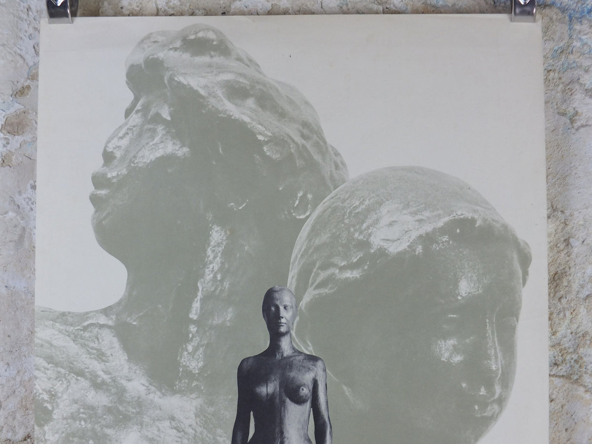 1962 Auguste Rodin Poster, female nude sculpture, Rodin Maillol Derbre, artist gallery exhibition, wall art decor