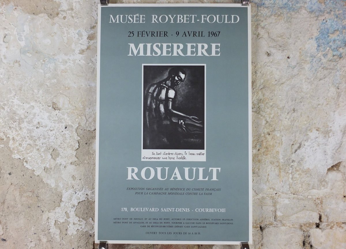 1967 Georges Rouault Poster, "Miserere" Expressionism Fauvism gallery exhibition, wall art decor