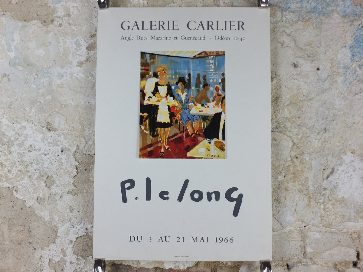 1964 Pierre Lelong Poster, bright painting of a waitress in a French cafe or brasserie, French Paris, wall art decor
