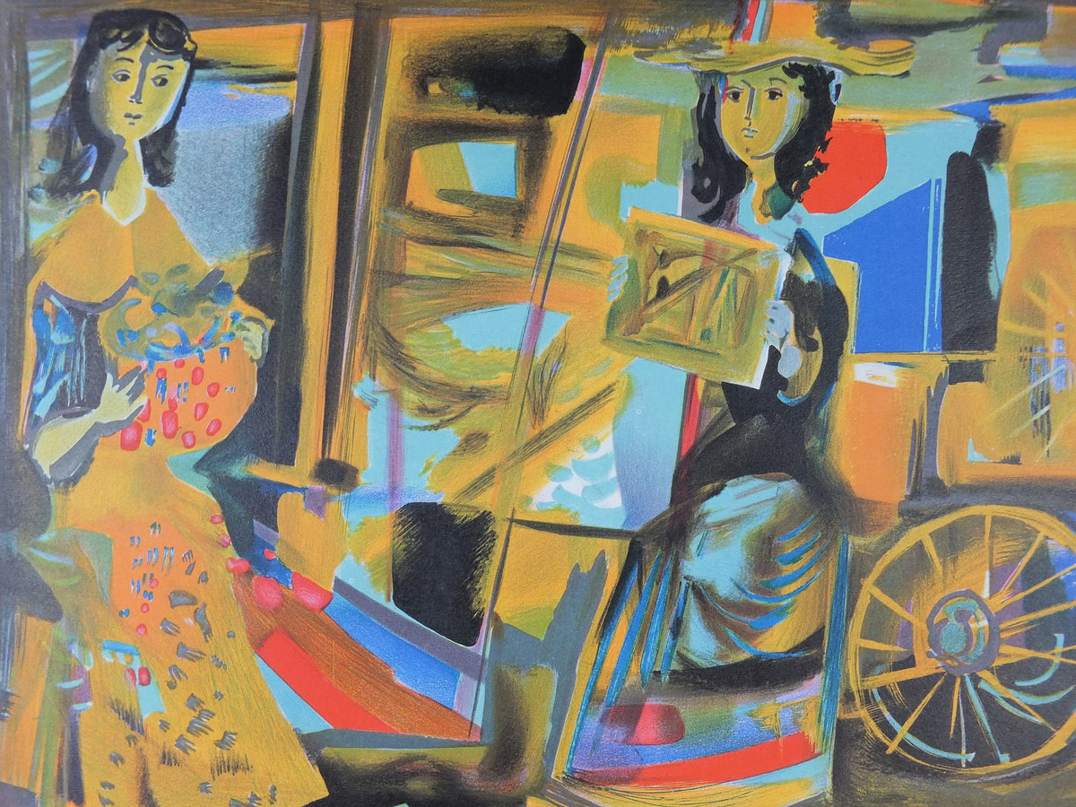 1960 Hector Molne Poster, A bright and colourful shopping street scene from the streets of Havana, gallery exhibition, wall art decor
