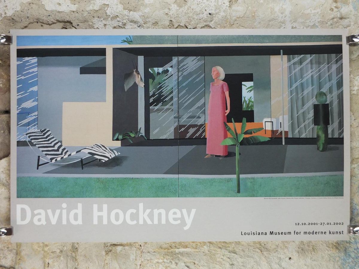 2001 David Hockney Poster, Beverly Hills Housewife 1966, Louisiana Museum of Modern Art, Pop Art, gallery exhibition wall art decor
